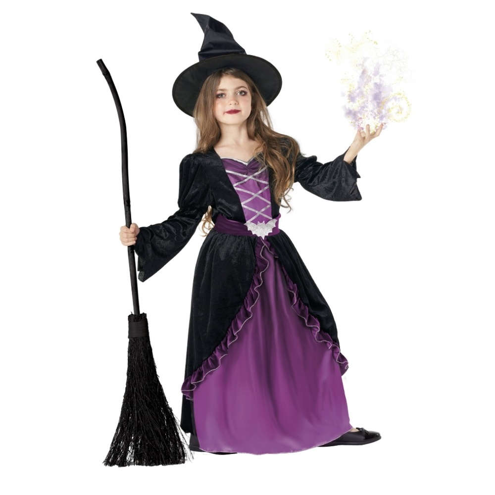 Purple Witch Costume NEW Girls M 7 8 Halloween Ruffle Black Corset Style Witchy